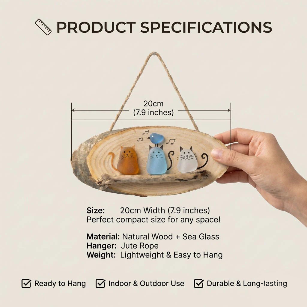 ๐ป๐ Super Cute Sea Glass Cat Wall Hanging โจ๐พ
