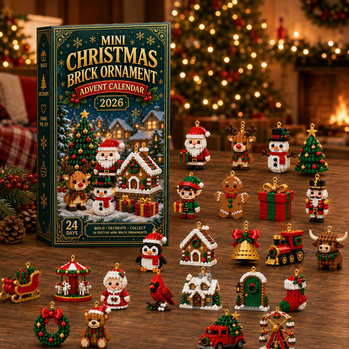 ⏳ Last day to save 50% – 🎄 24-Day Mini Christmas Ornament Advent Calendar | 24 unique festive buildable designs with hanging loops—perfect for decorating Christmas trees, wreaths, and holiday displays 🧱