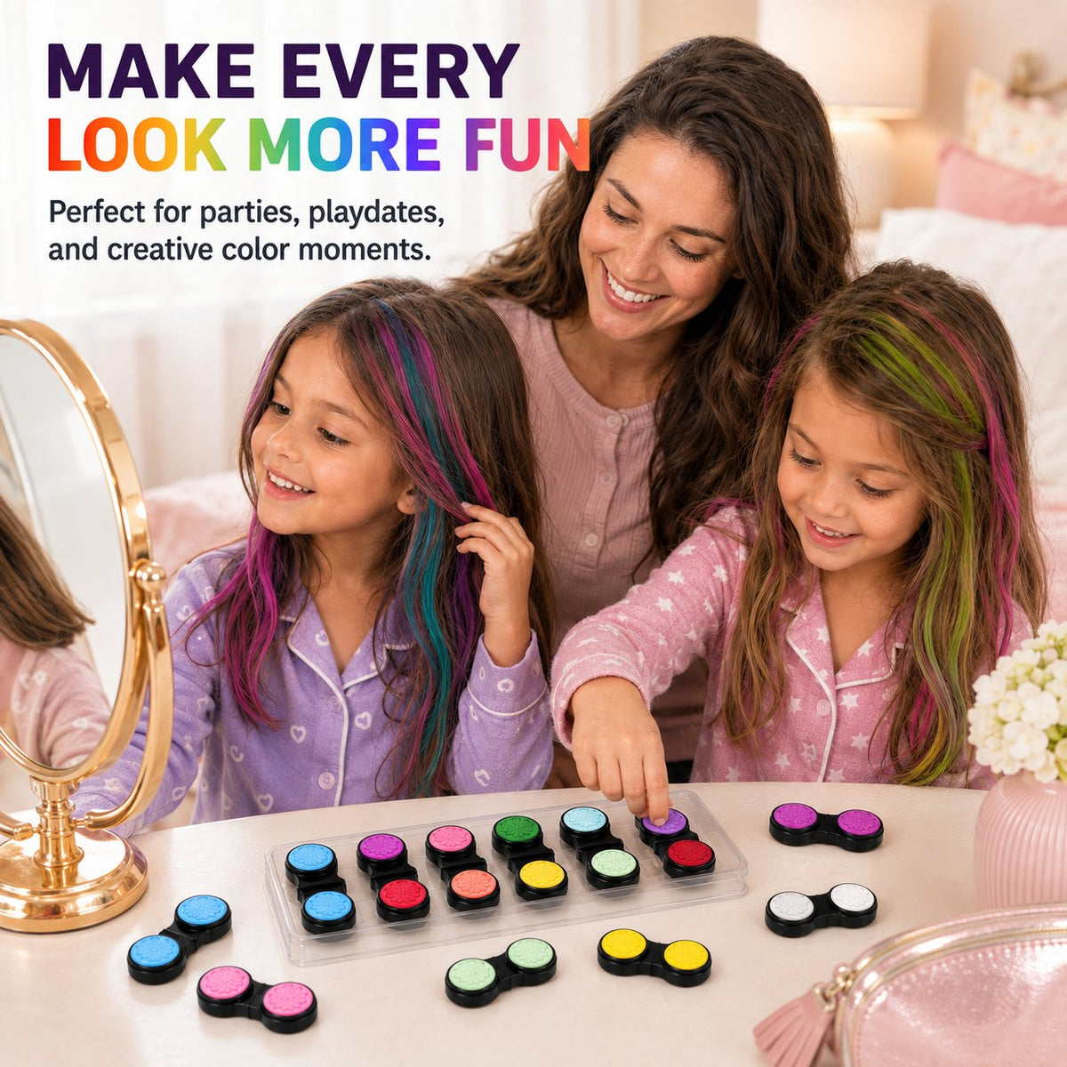 ππ 12-Color Temporary Hair Chalk Applicator Set