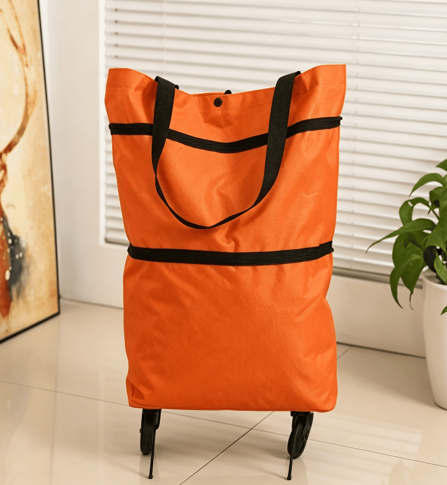 🌱✨ Limited Time 46% OFF✨ Collapsible Rolling Shopping Bag, Portable Foldable Wheeled Grocery Tote Bag Reusable Handbag For Supermarket Market Travel