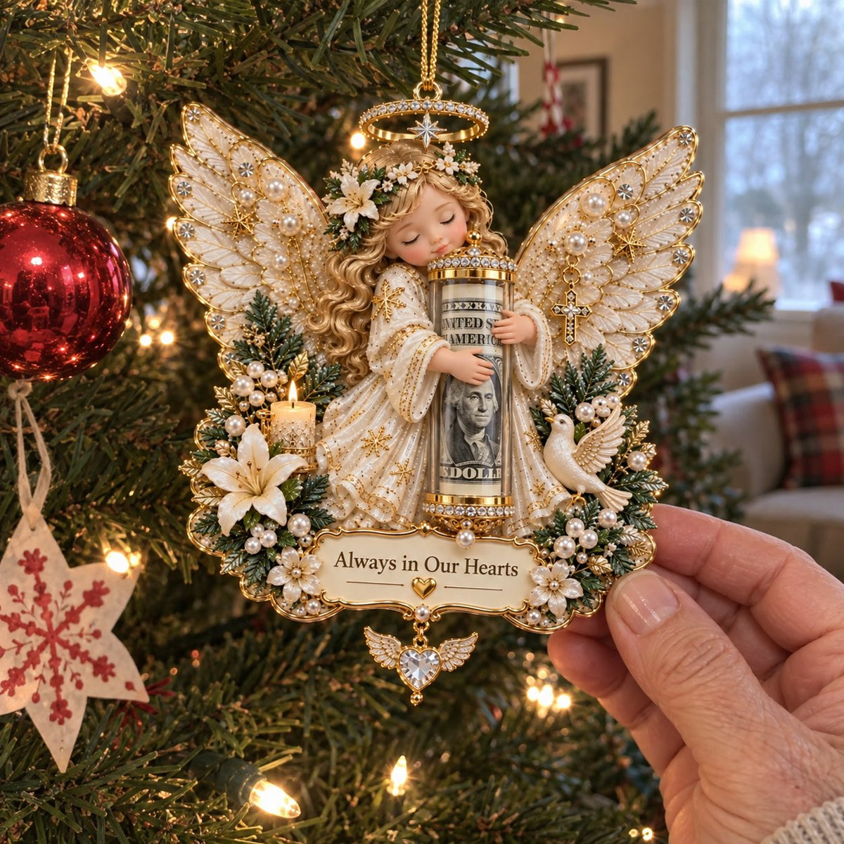 ⏰ LAST DAY SALE 50% OFF! 👼💵 3D Angel Christmas Cash Gift Ornament – Holiday Money Holder Keepsake ✨