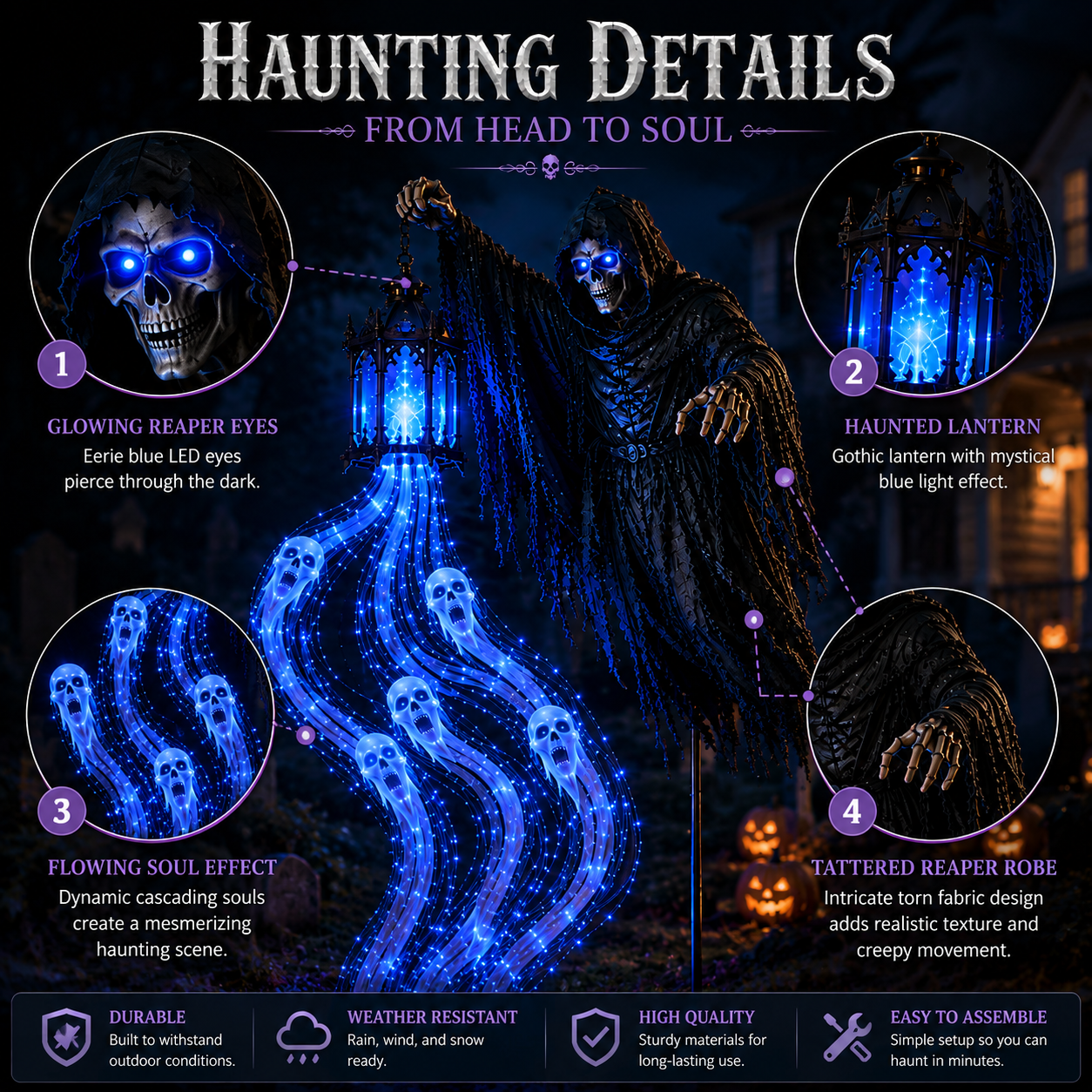 🎁🎁🎁Halloween Soul Harvester Animated Garden Light💀