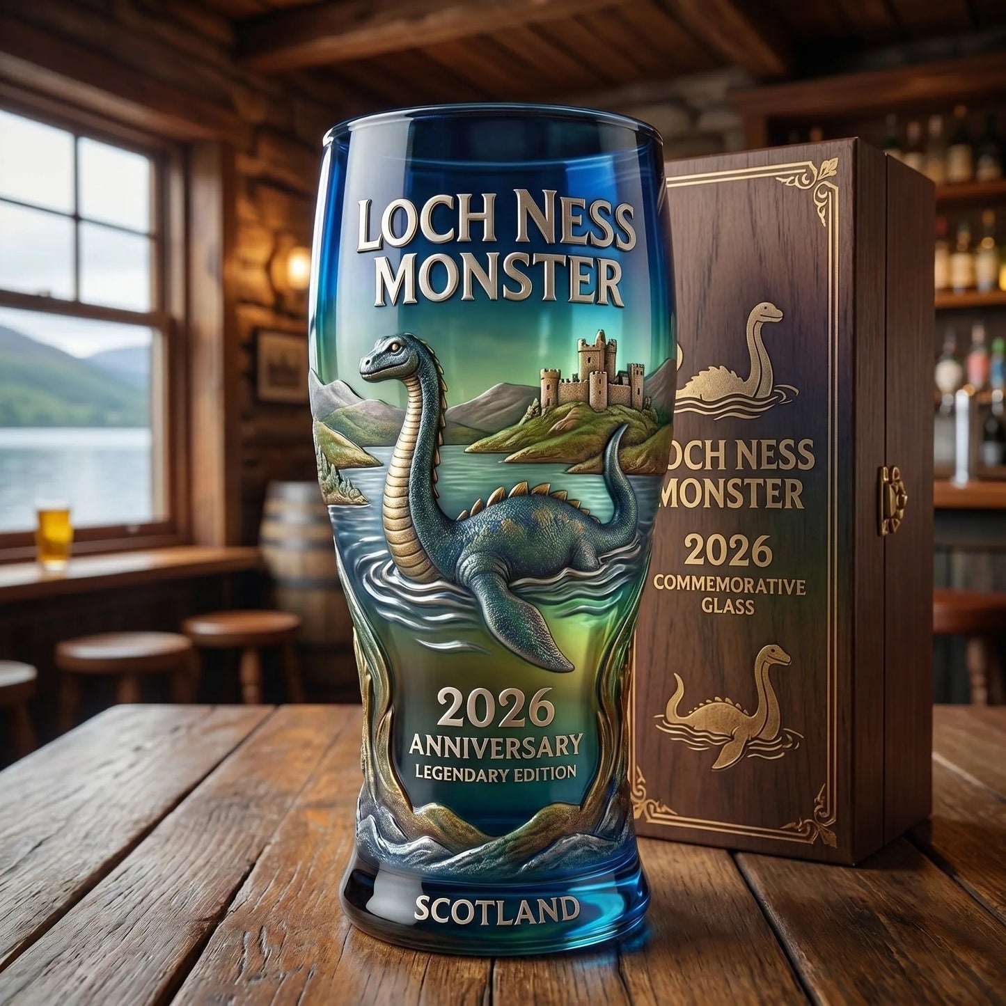 🌊🐉 From Myth to Masterpiece – Loch Ness Monster 2026 Collectors Pint Glass 🏴✨