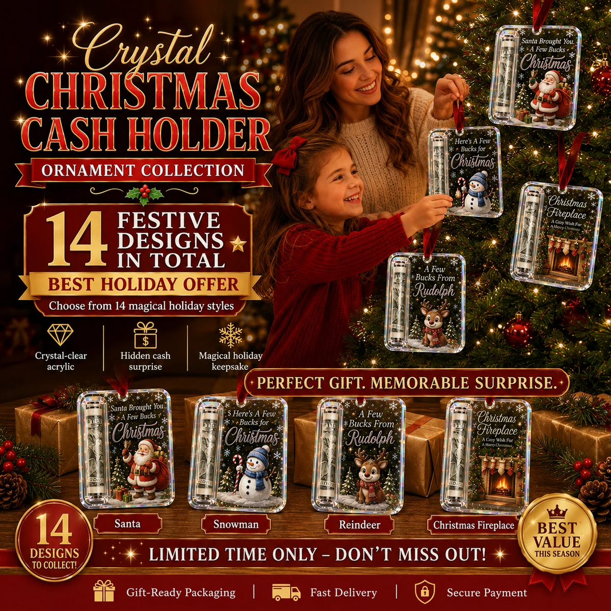 🎊LAST DAY 50% OFF - 🎄Christmas Cash Gift Ornament- Make Cash Feel Like A Real Christmas Gift💵