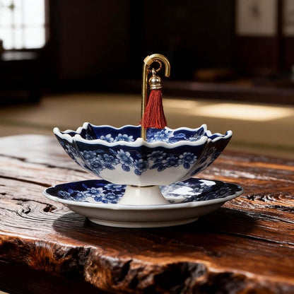 🔥Hot Deal Now Elegant Umbrella Shaped Porcelain Tea Strainer, Decorative Tea Filter for Loose Leaf Tea