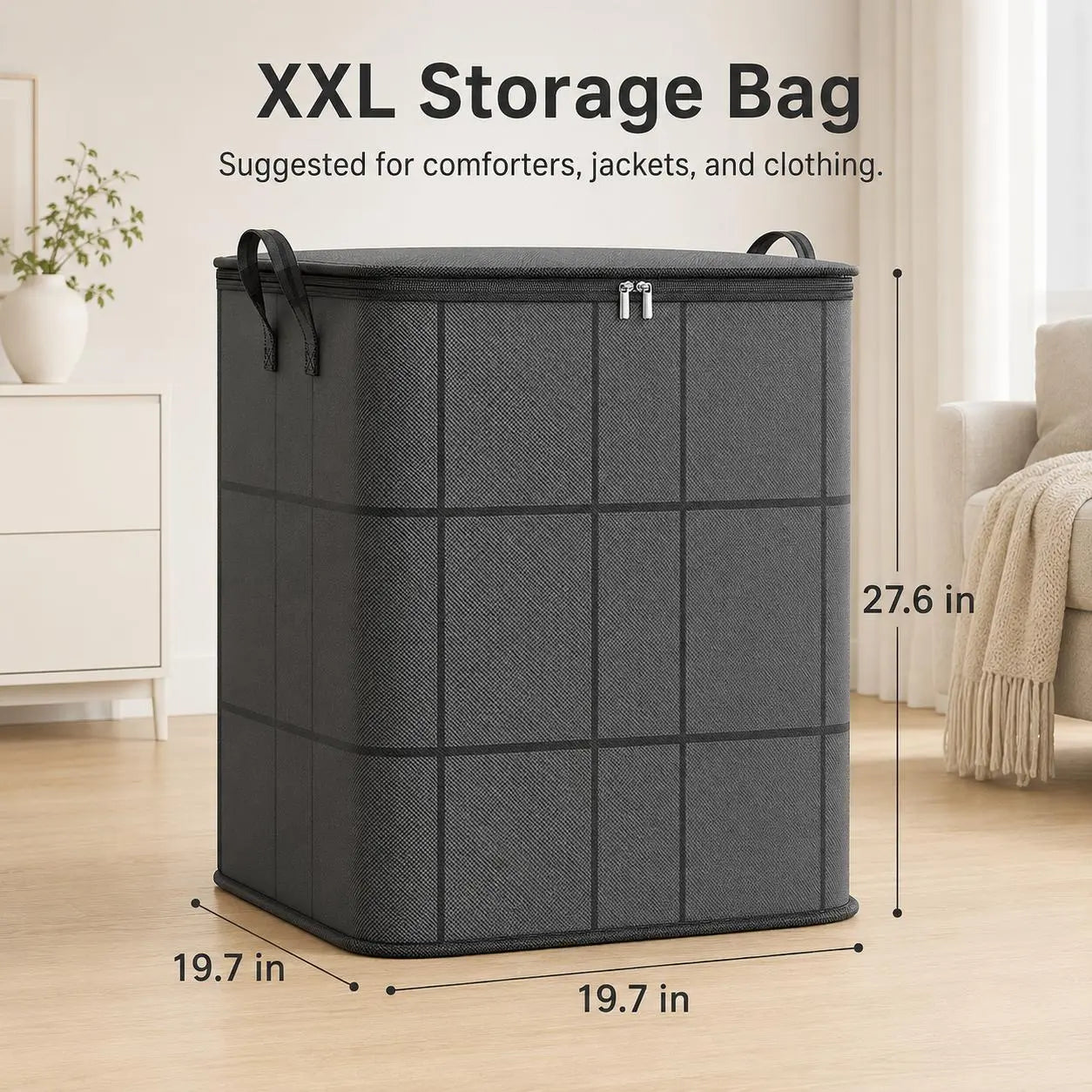 ✨ Large Capacity Storage Bin Zippered Clothes Organizer Moving Bag 🏠