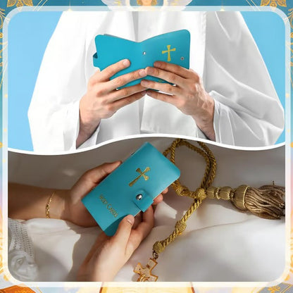 ✝️ Catholic Faux Leather Holy Card Holder – Pocket Prayer Card Organizer with Snap Closure