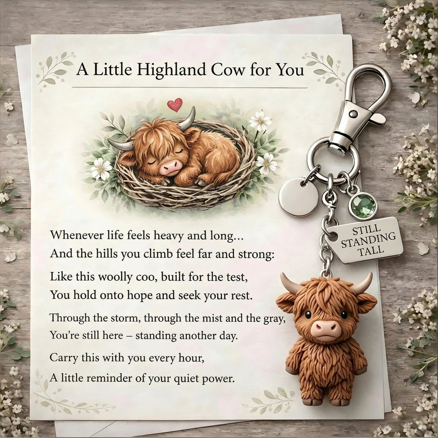 🐮❤️A Little Highland Cow For You Keychain: Your Daily Reminder of Quiet Strength