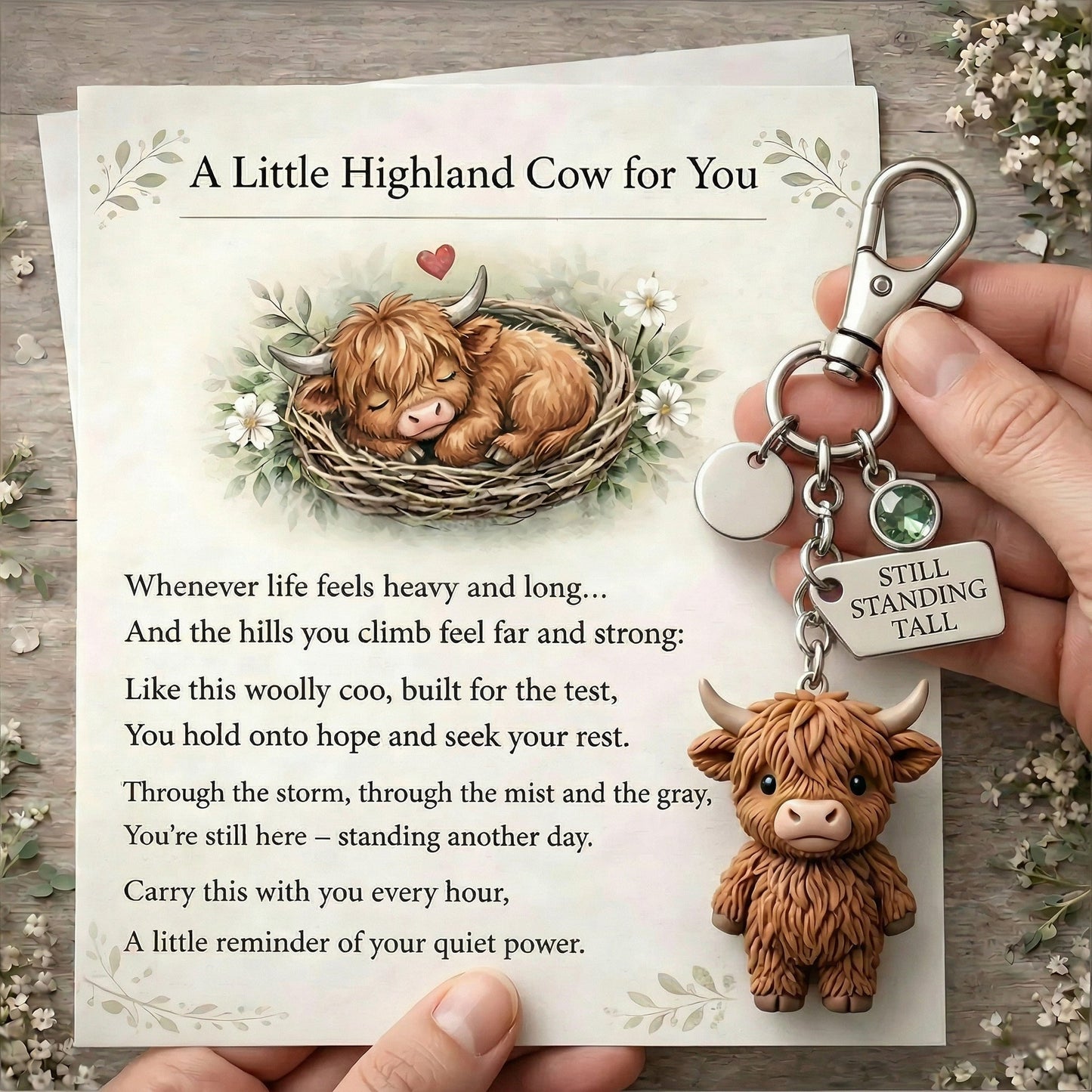 🐮❤️A Little Highland Cow For You Keychain: Your Daily Reminder of Quiet Strength
