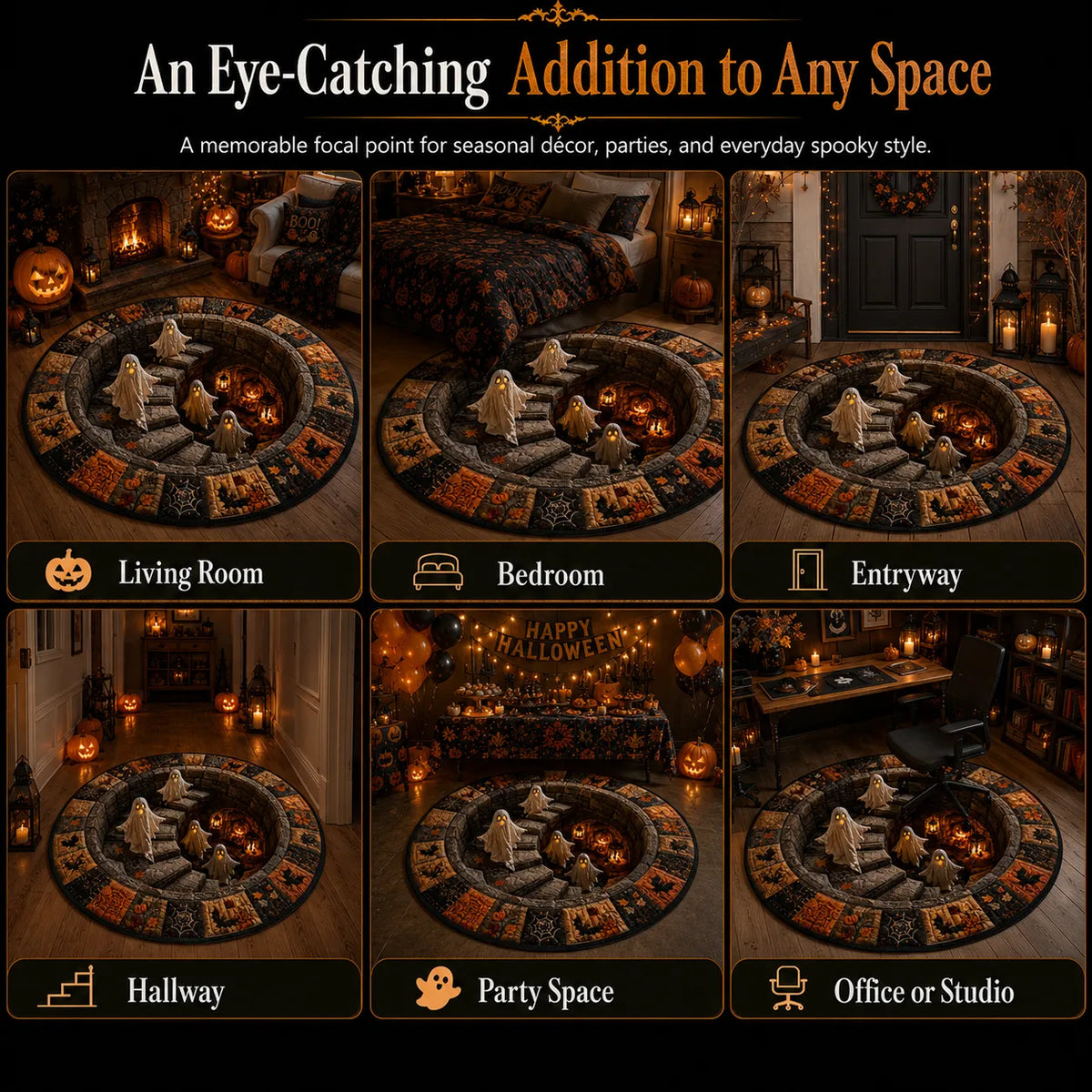 3D Haunted Vortex Round Halloween Rug
