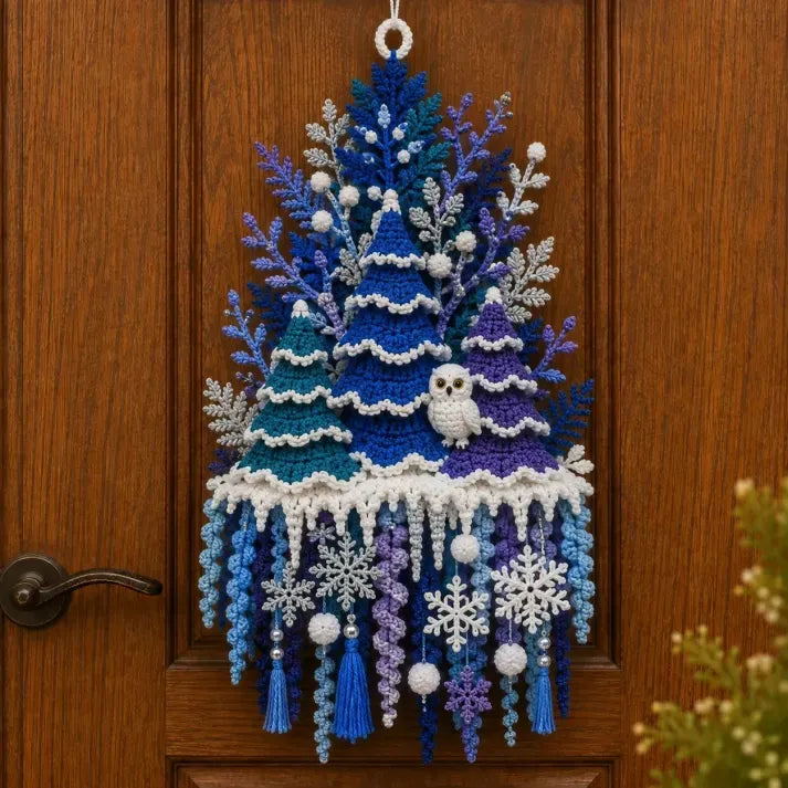 Winter Woodland Owl crochet hanger