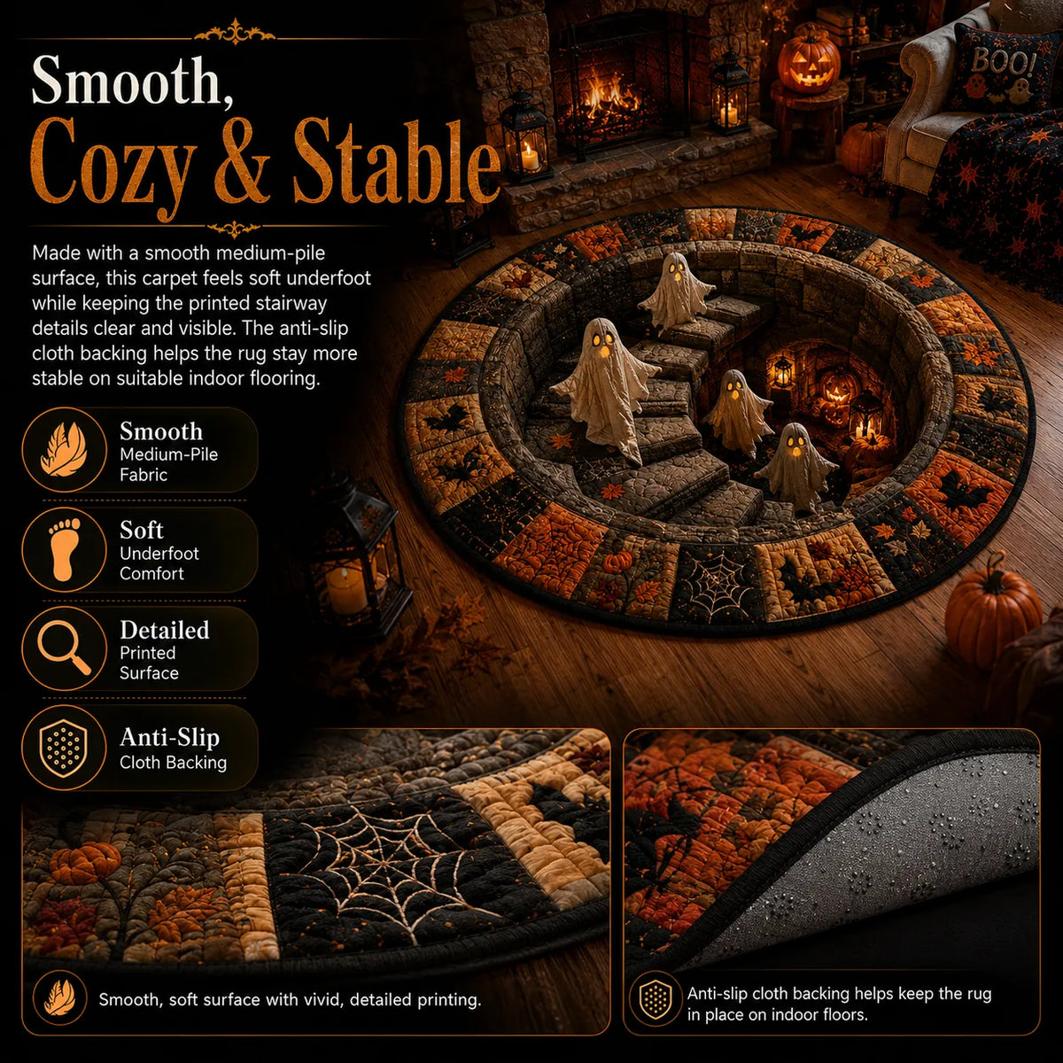 3D Haunted Vortex Round Halloween Rug