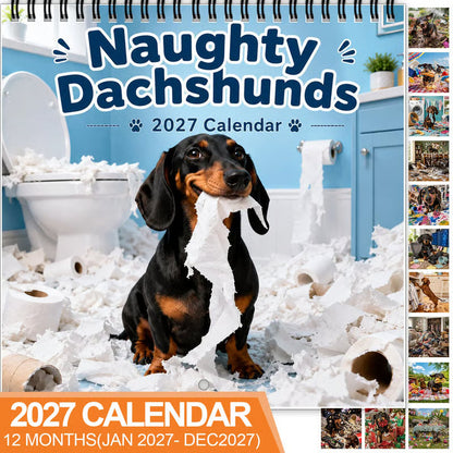 🐶Naughty Dachshunds 2027 Wall Calendar📅