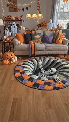 3D Haunted Vortex Round Halloween Rug