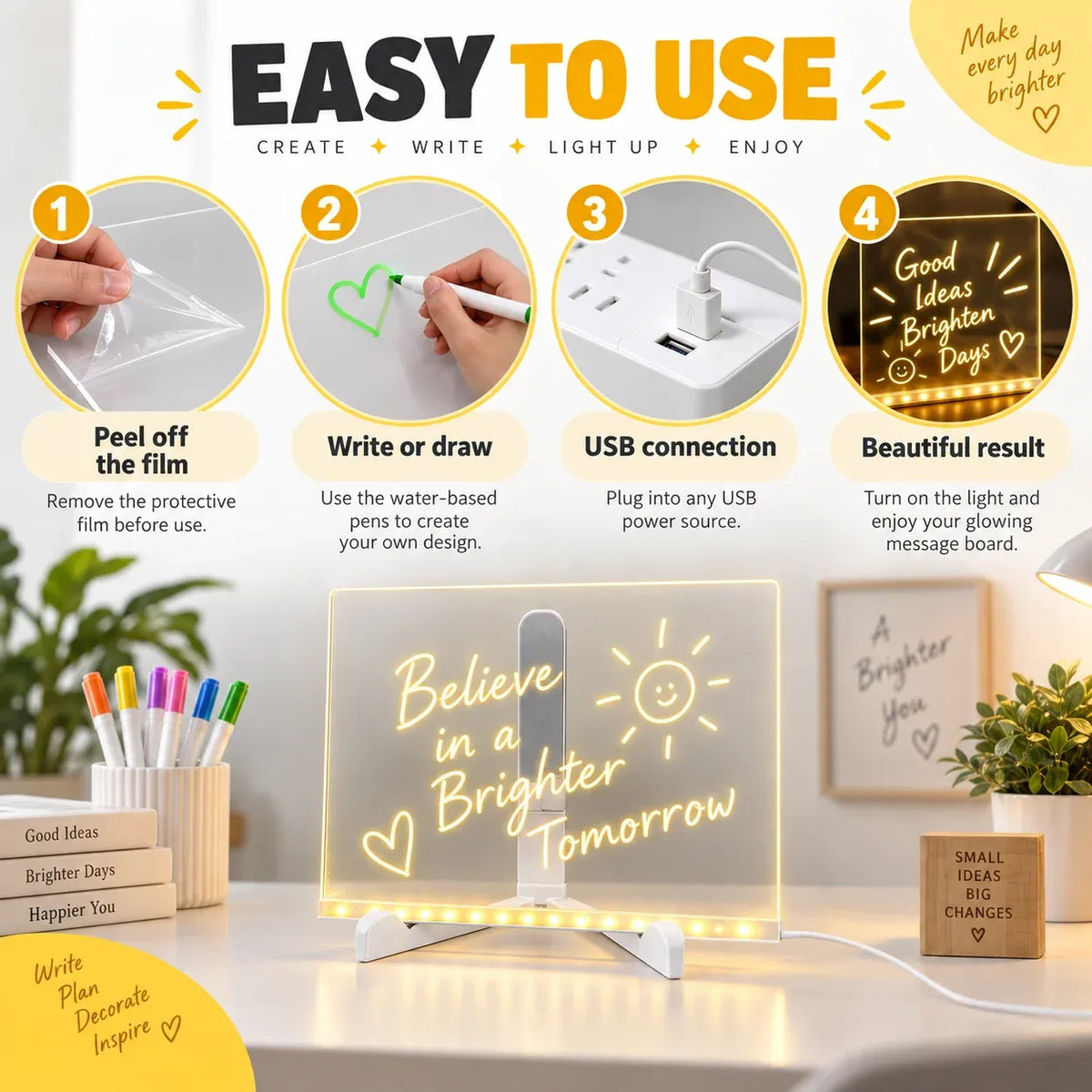 How to use the LED acrylic message board