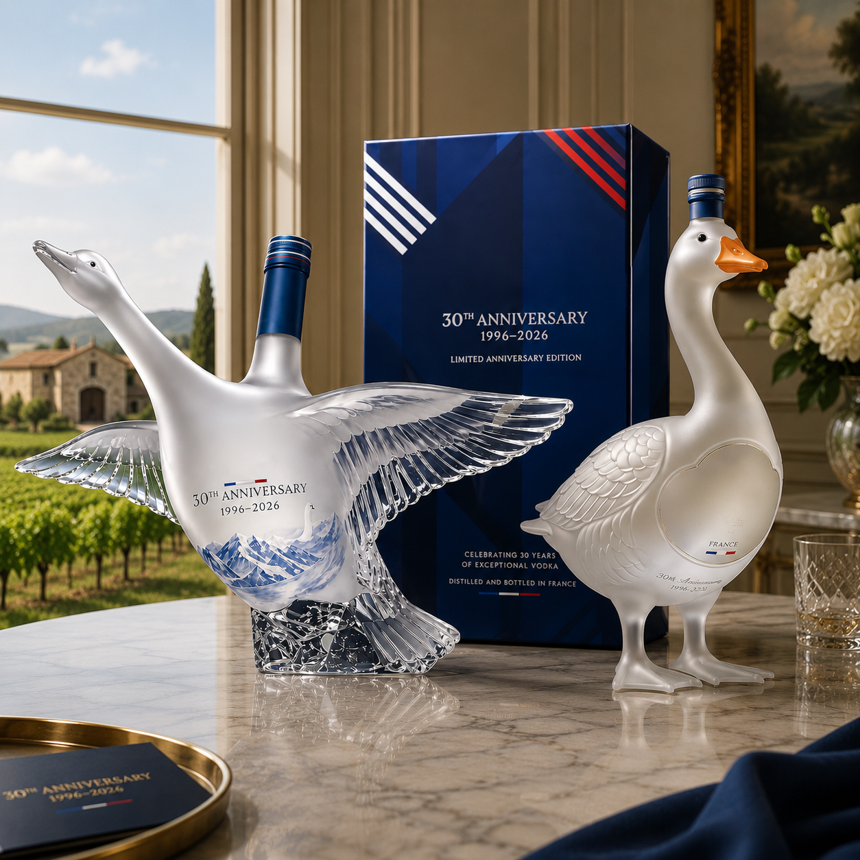 🪿Glass Craft Anniversary 3D Sculpted Vodka Bottle🥰