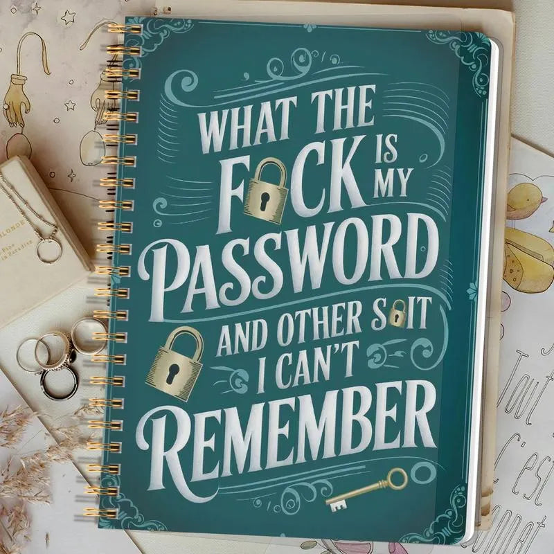 Green password organizer notebook lifestyle image