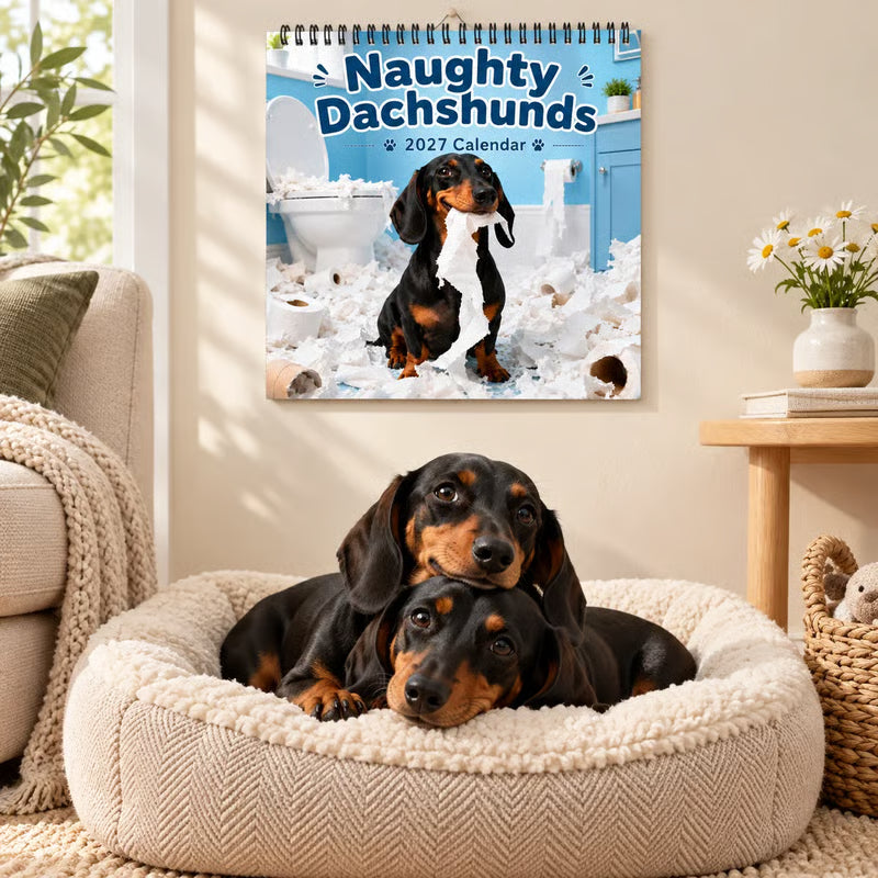 🐶Naughty Dachshunds 2027 Wall Calendar📅