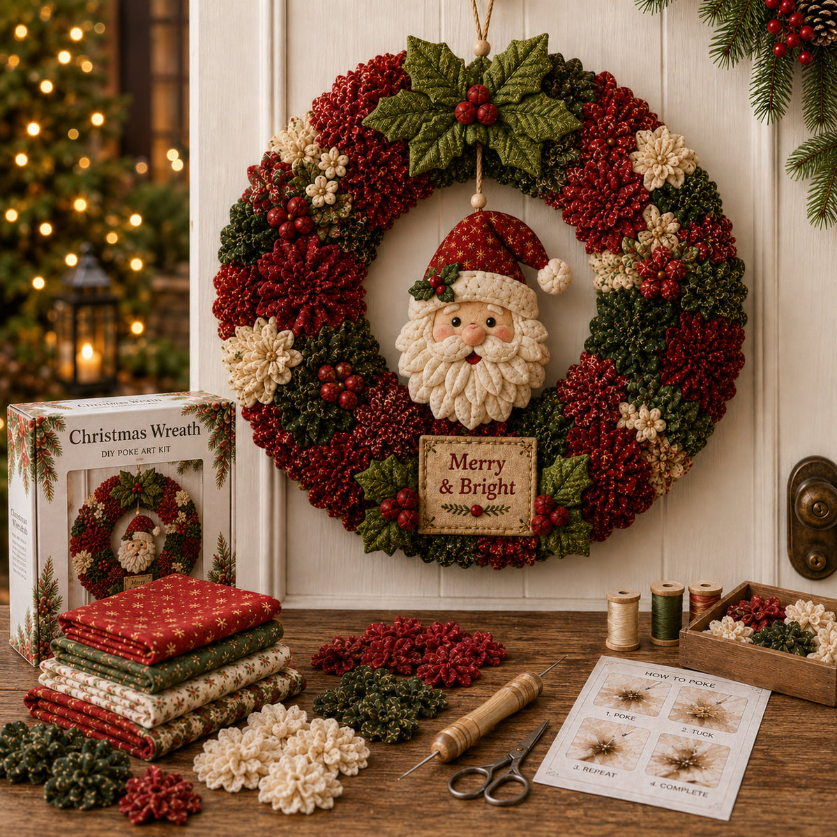 🔥Last Day 50% OFF🎄 3D Fabric Poke Wreath DIY Kit