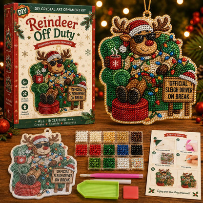 🔥🎁😂 Beginner-Friendly Funny Christmas Pearl Diamond Art Ornament DIY Kit | Complete Set with Printed Base, Pearl & Crystal Pieces, Tools, Hanging Cord & Instructions Included 💕