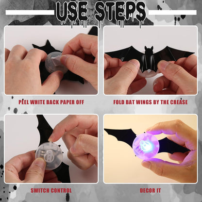 🎉🎁 Holiday Special 🦇 3D Bat Spider Light Design LED Decoration 🕷️