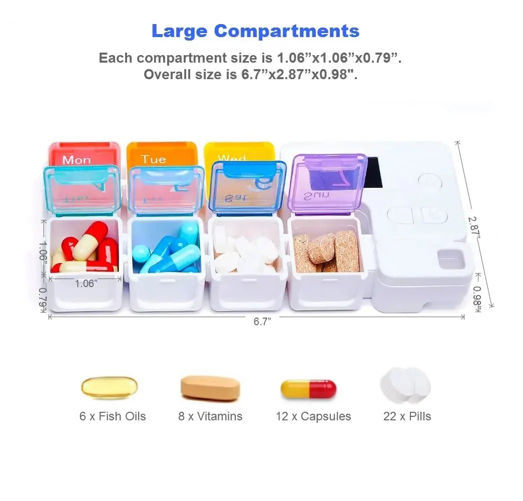 Never Miss a Dose Again — Smart 7-Day Pill Organizer with 4 Daily Alarms