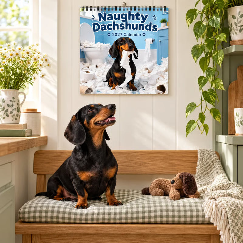 🐶Naughty Dachshunds 2027 Wall Calendar📅