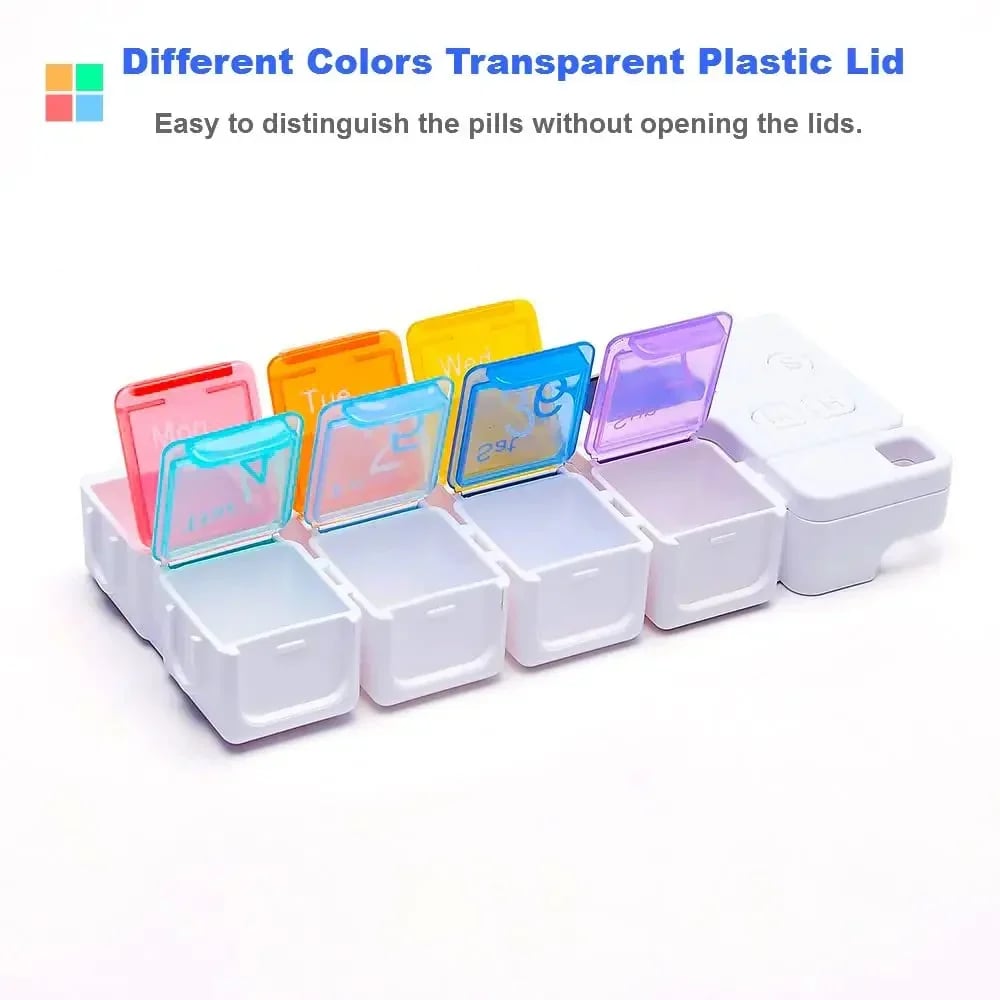 Never Miss a Dose Again — Smart 7-Day Pill Organizer with 4 Daily Alarms