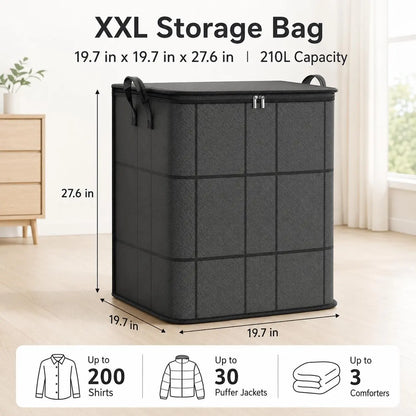 ✨ Large Capacity Storage Bin Zippered Clothes Organizer Moving Bag 🏠