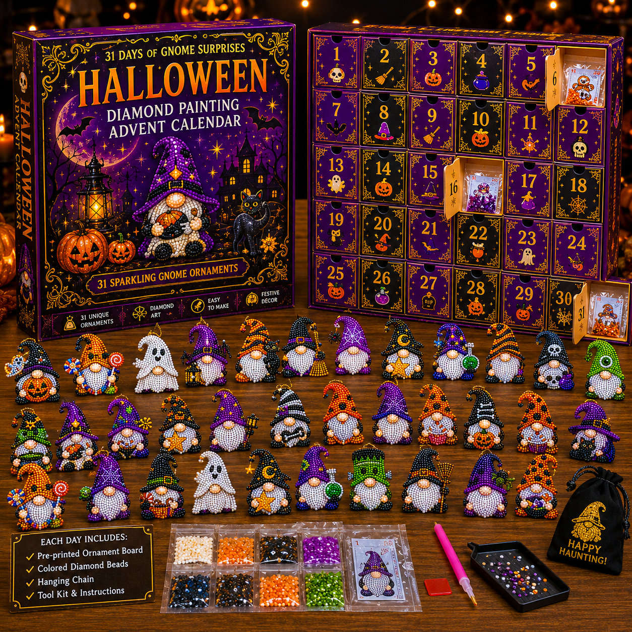 ✨ 31 Days of Gnome Surprises Halloween Diamond Painting Advent Calendar