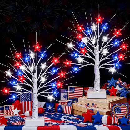 Patriotic LED Star Tree Light | Red White Blue 4th of July Decor