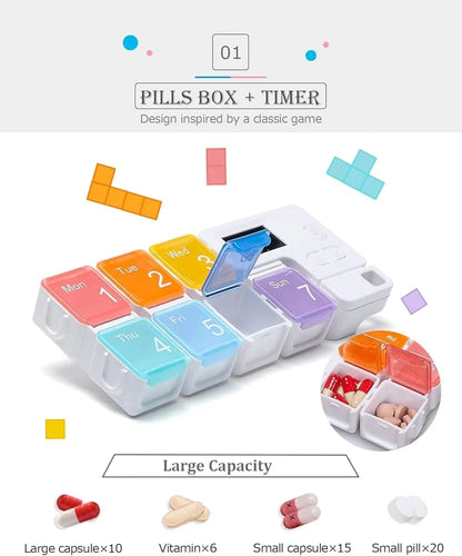 Never Miss a Dose Again — Smart 7-Day Pill Organizer with 4 Daily Alarms