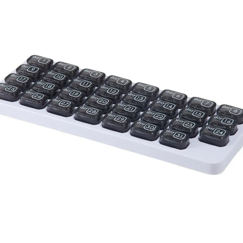 ✨31-Day Monthly Pill Box: Easy-Open Lids, Removable Pods, Date Reminder, Travel Case