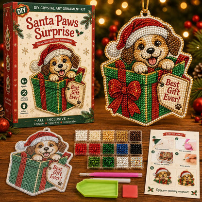 🔥🎁😂 Beginner-Friendly Funny Christmas Pearl Diamond Art Ornament DIY Kit | Complete Set with Printed Base, Pearl & Crystal Pieces, Tools, Hanging Cord & Instructions Included 💕