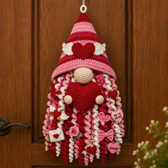 Valentine Love Gnome crochet hanger