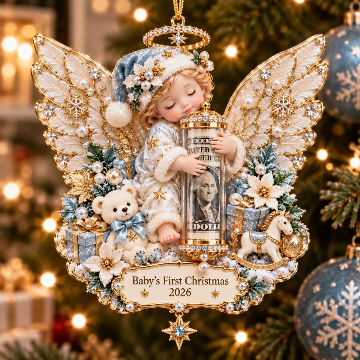 ⏰ LAST DAY SALE 50% OFF! 👼💵 3D Angel Christmas Cash Gift Ornament – Holiday Money Holder Keepsake ✨