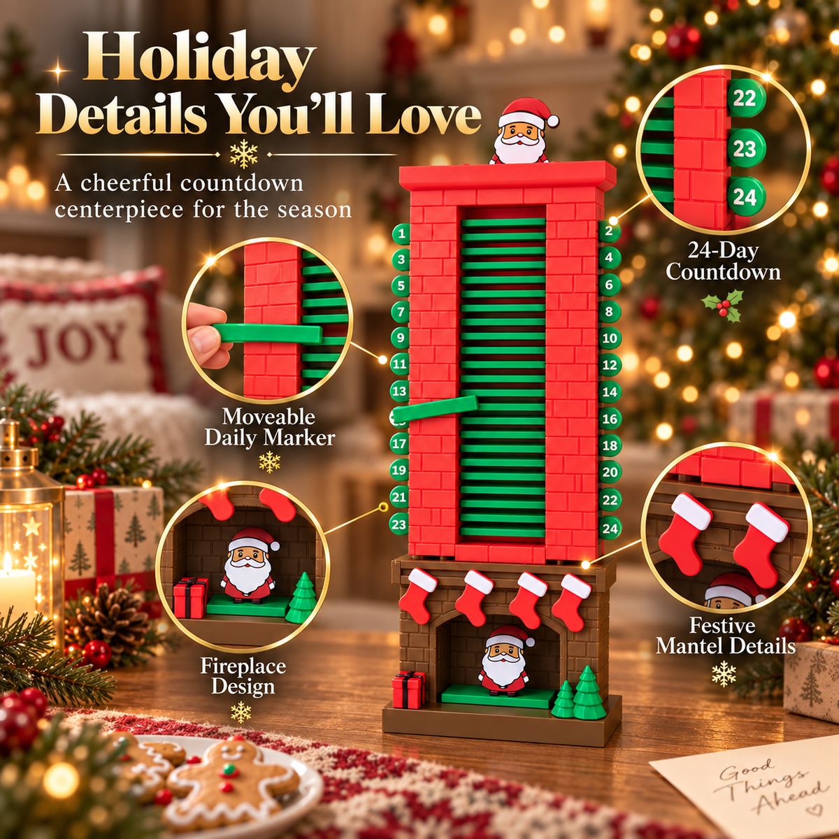 🎅 Mechanical Santa Chimney Christmas Countdown Calendar