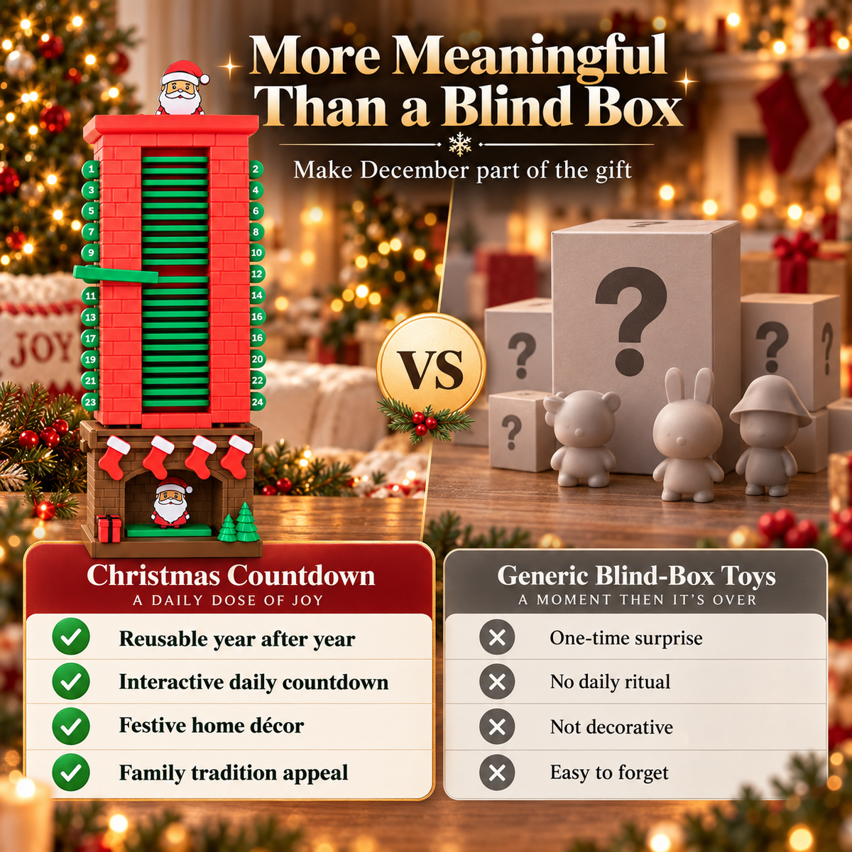 🎅 Mechanical Santa Chimney Christmas Countdown Calendar