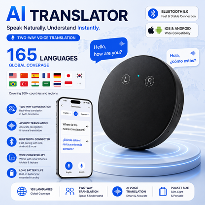 🔥 50% OFF – Limited Time Offer🔥AI Pocket Translator – Real-Time Two-Way Voice Translation in 165+ Languages