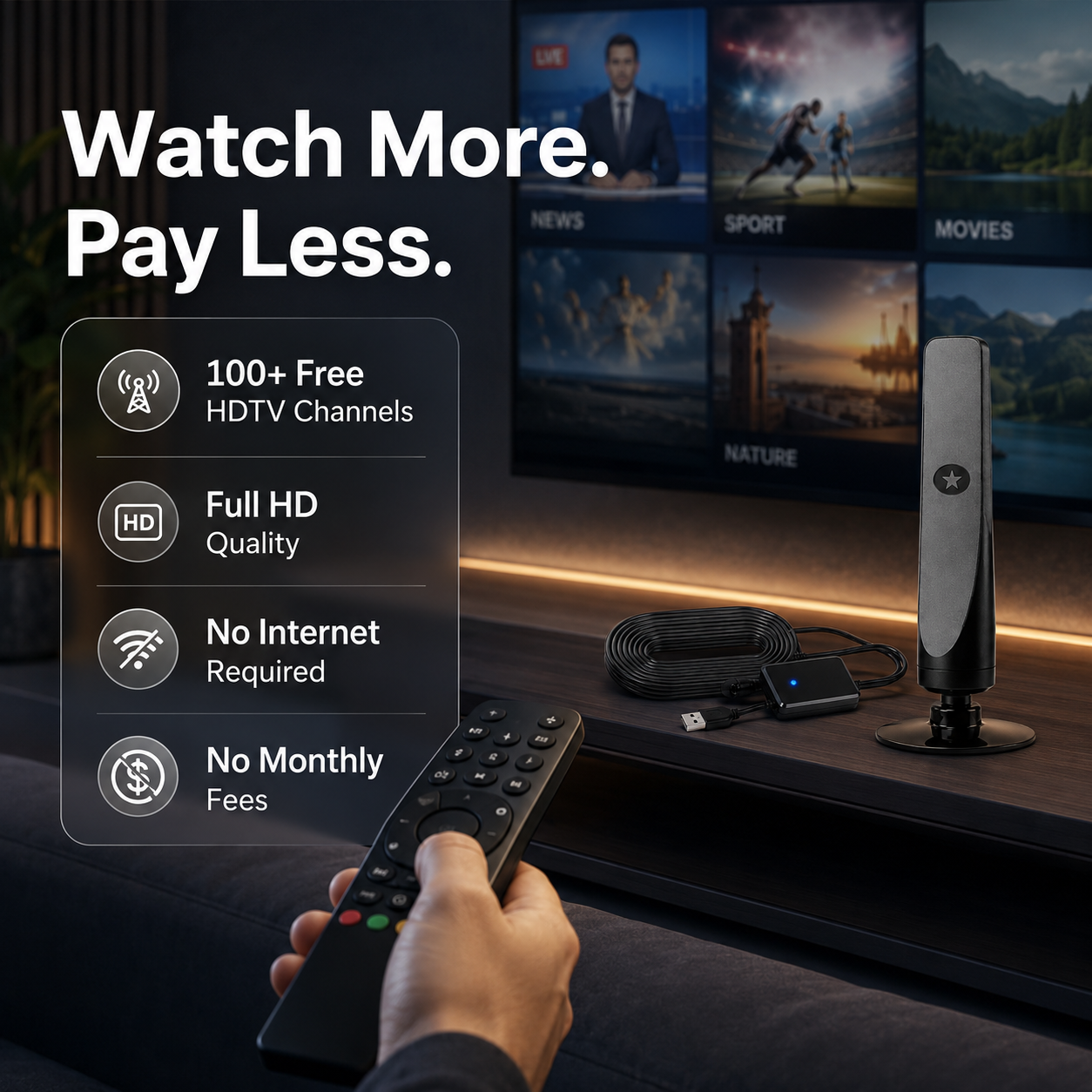 📡📺 No Subscription. No Installation. Just Plug In & Enjoy Local TV.