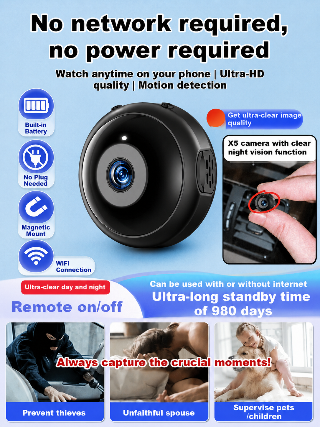 ✨LAST DAY 51%OFF✨[2026 Upgraded ultra-invisible] No-plug camera