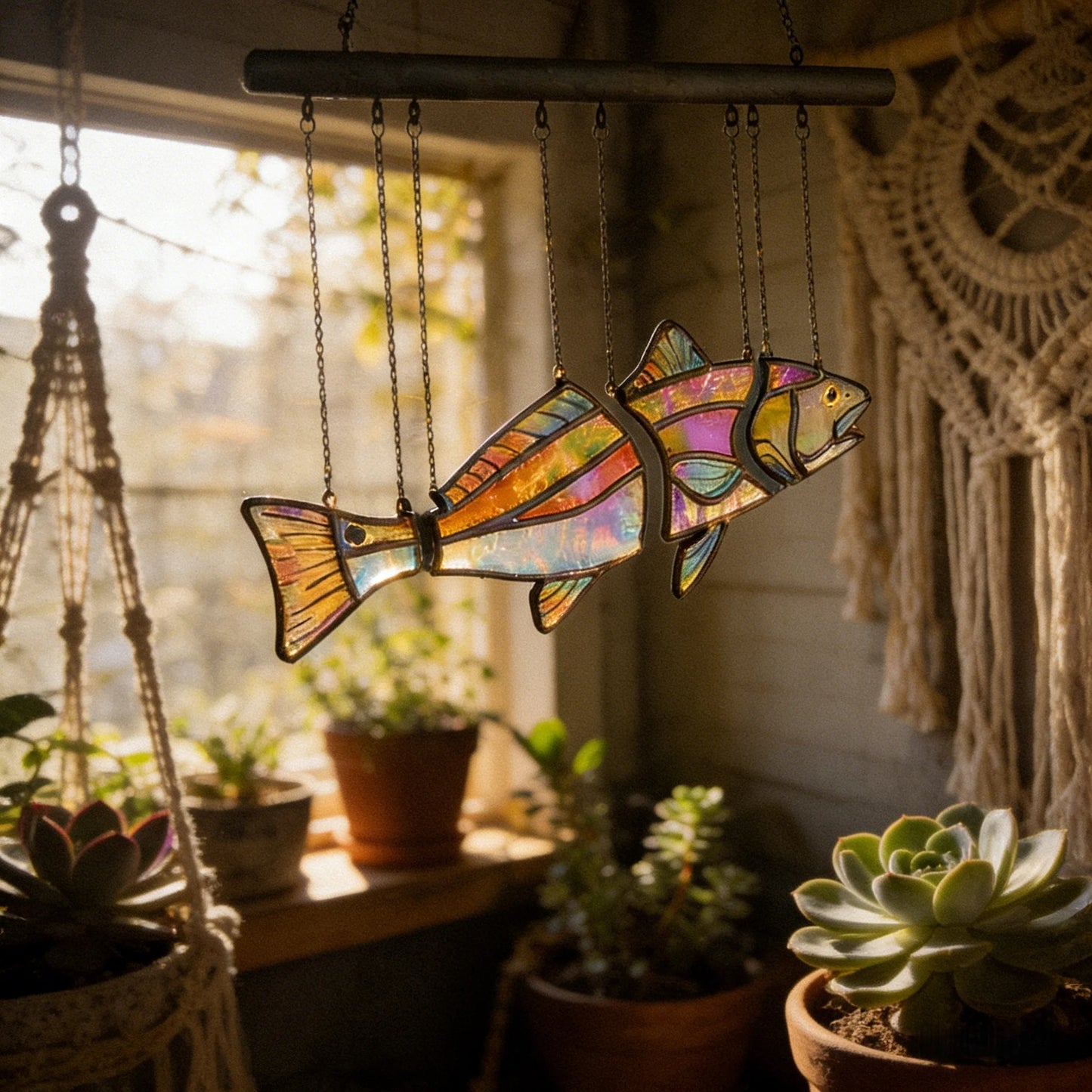 🐟Handcrafted Stained Glass Red Drum-The Illusion of Swimming