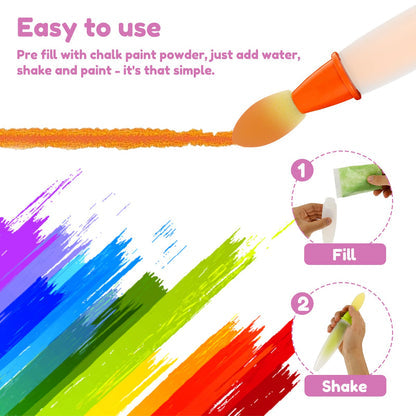 🎨 6Pcs Washable Sidewalk Chalk Paint Brush Set for Kids🌟