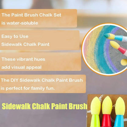 🎨 6Pcs Washable Sidewalk Chalk Paint Brush Set for Kids🌟