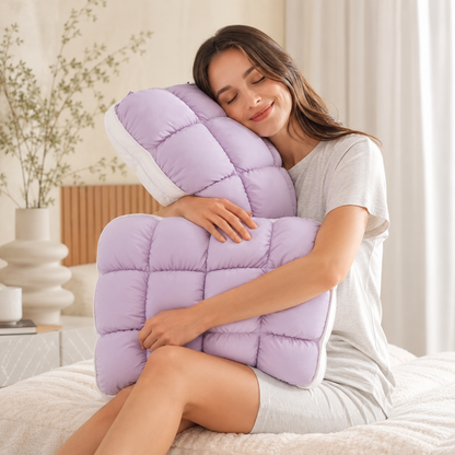 ✨Cooling Puff Grid Pillow – Ultra Soft Ice-Silk Sleeping Pillow