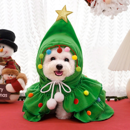 🎄 Christmas Tree Pet Costume | Cute Hooded Cape for Dogs & Cats🐕