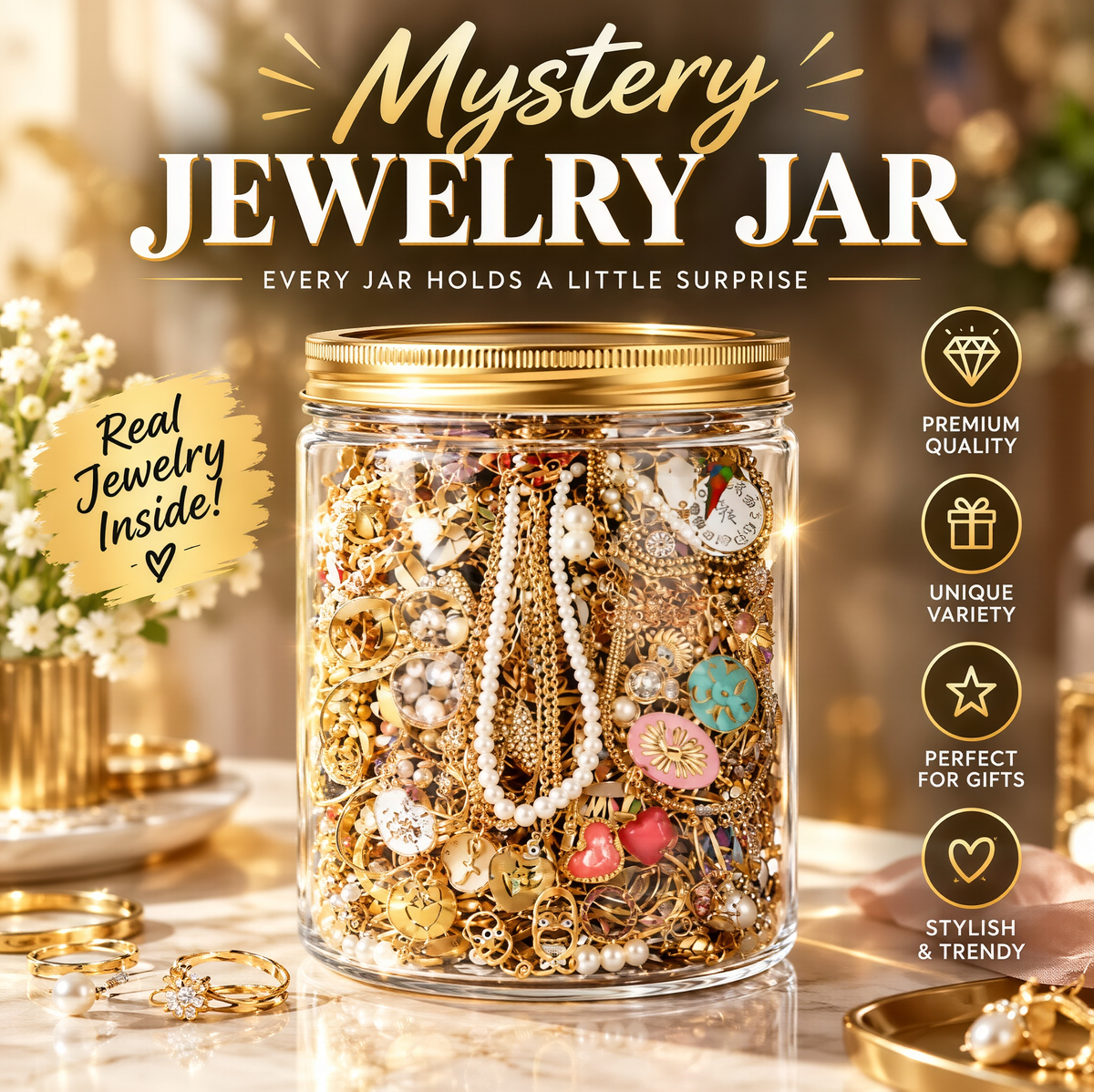 ✨ Mystery Jewelry Jar – Curated Sparkle Collection for a Beautiful Surprise