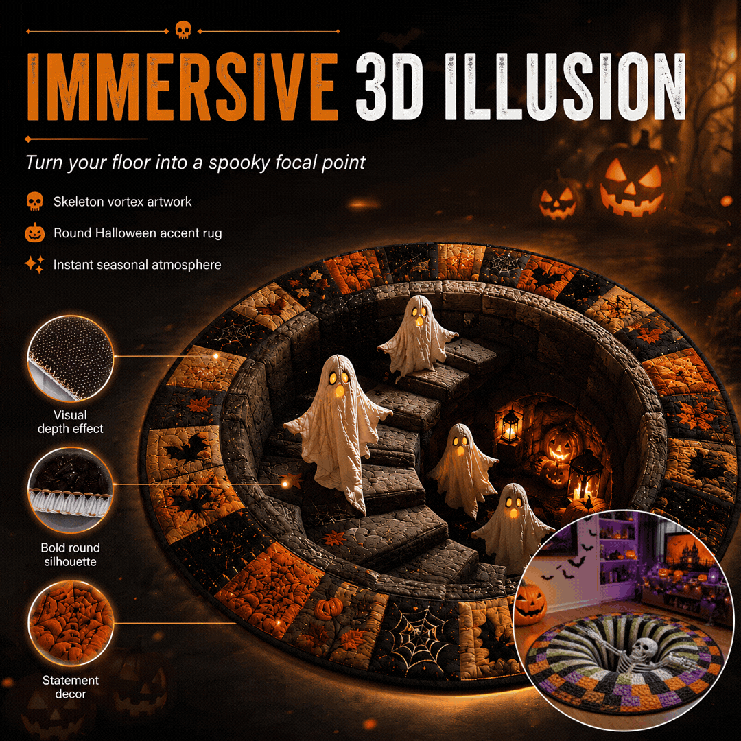 3D Haunted Vortex Round Halloween Rug