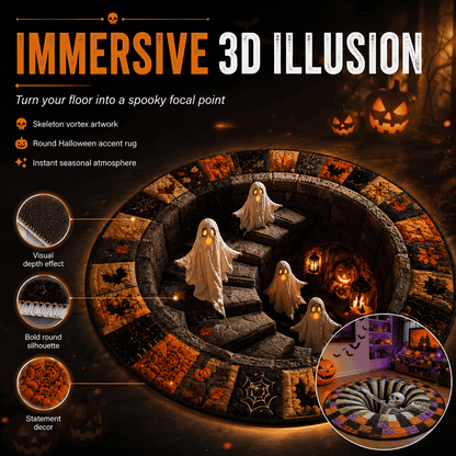 3D Haunted Vortex Round Halloween Rug