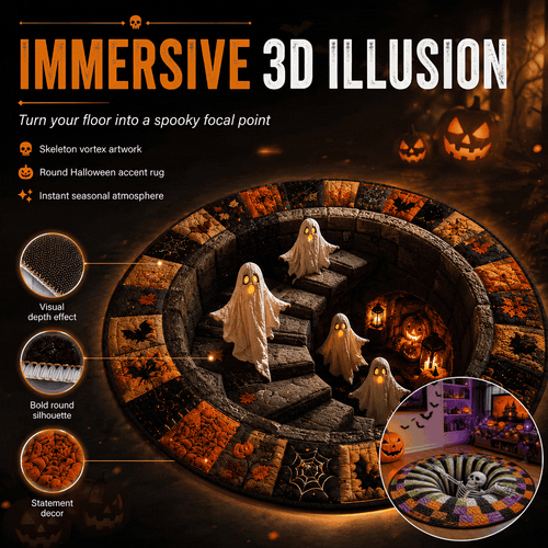 3D Haunted Vortex Round Halloween Rug